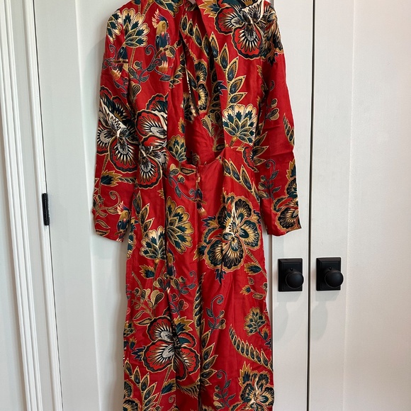 Farm Rio Red Maxi Floral Cutout Lenzing™ Ecovero™ Viscose Backless Midi Dress - Picture 3 of 7